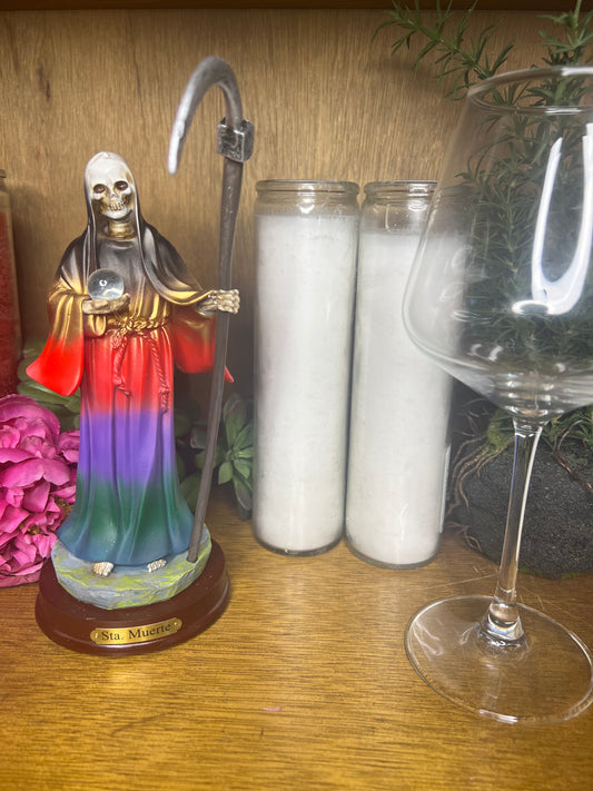 Santa Muerte (Holy Death) Alter kit (chakra) 8 inch figurine (not including staff)